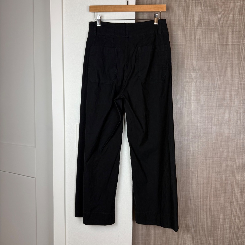 Maeve Anthropologie Black Colette Magic Fabric Crop Wide Leg Pants Linen Size 30 - Picture 7 of 11